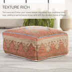 Bohemian-Style Square Floor Cushion (20 x 20 x 8 inches) — Indoor/Outdoor Use, 200 lb Weight Capacity