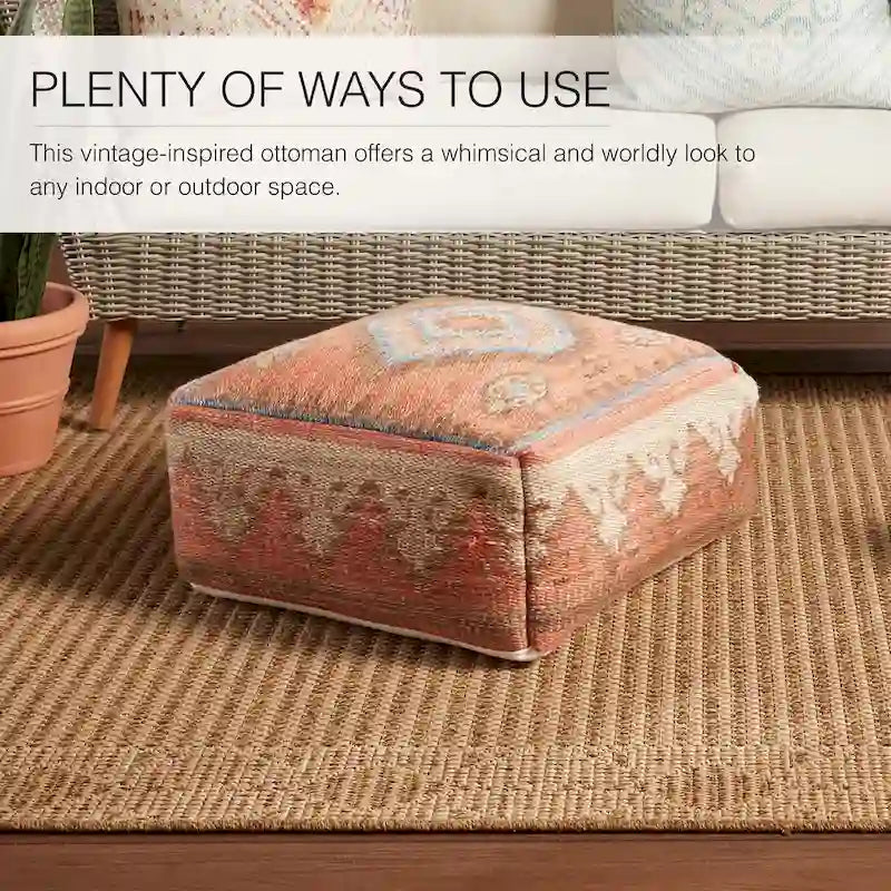 Bohemian-Style Square Floor Cushion (20 x 20 x 8 inches) — Indoor/Outdoor Use, 200 lb Weight Capacity