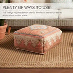 Bohemian-Style Square Floor Cushion (20 x 20 x 8 inches) — Indoor/Outdoor Use, 200 lb Weight Capacity