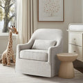 360° Swivel Glider Chair with Lumbar Pillow, Polyester Fabric, 300 lbs Capacity – Ivory/Black