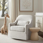 360° Swivel Glider Chair with Lumbar Pillow, Polyester Fabric, 300 lbs Capacity – Ivory/Black