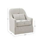 360° Swivel Glider Chair with Lumbar Pillow, Polyester Fabric, 300 lbs Capacity – Ivory/Black