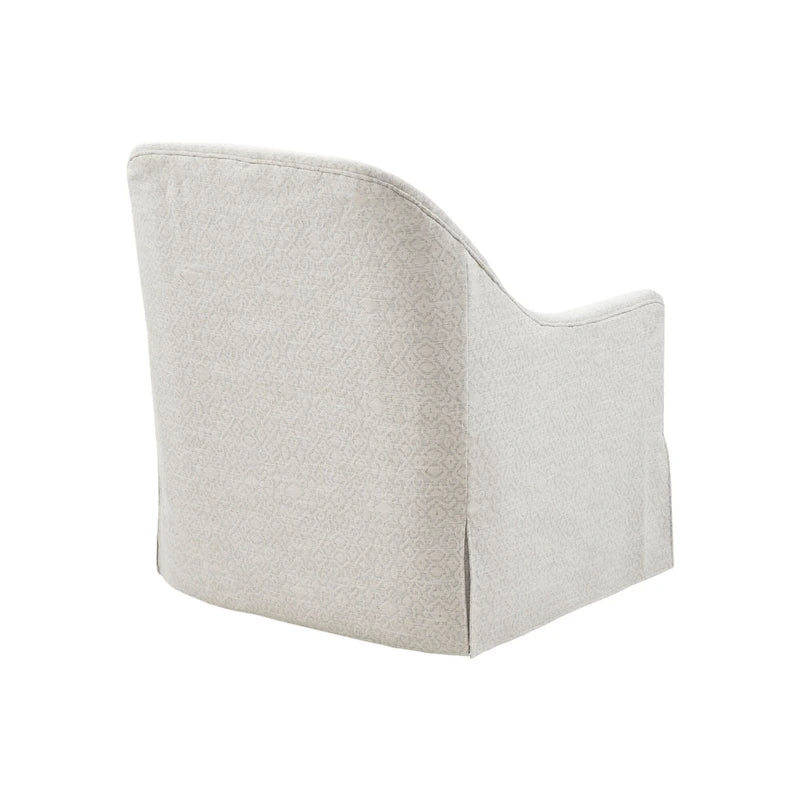 360° Swivel Glider Chair with Lumbar Pillow, Polyester Fabric, 300 lbs Capacity – Ivory/Black