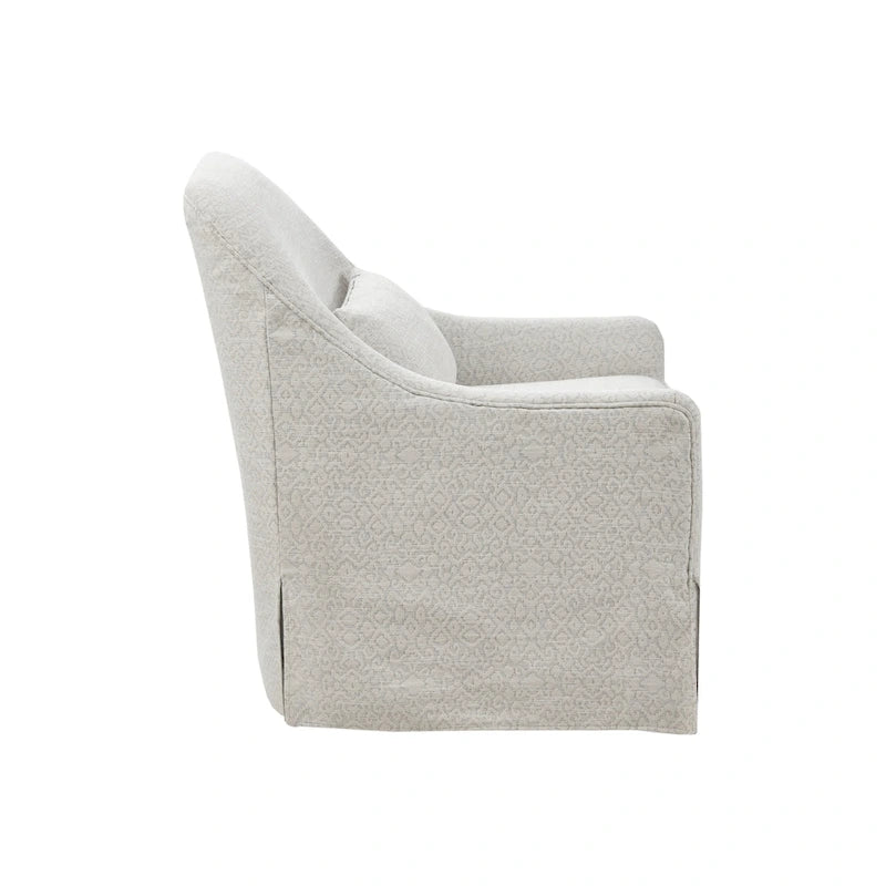 360° Swivel Glider Chair with Lumbar Pillow, Polyester Fabric, 300 lbs Capacity – Ivory/Black
