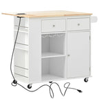 Kitchen Storage Island with Drop Leaf and Power Outlet