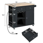 Kitchen Storage Island with Drop Leaf and Power Outlet