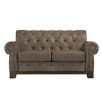 Two-Seater Sofa — Button-Tufted Rolled Arms, Nailhead Trim; Linen & Microfiber; 64.5 Inches