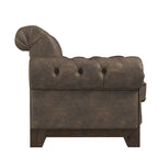 Two-Seater Sofa — Button-Tufted Rolled Arms, Nailhead Trim; Linen & Microfiber; 64.5 Inches