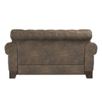 Two-Seater Sofa — Button-Tufted Rolled Arms, Nailhead Trim; Linen & Microfiber; 64.5 Inches