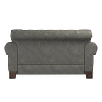 Two-Seater Sofa — Button-Tufted Rolled Arms, Nailhead Trim; Linen & Microfiber; 64.5 Inches