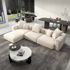 L-Shaped Corduroy Sectional Sofa with Ottoman, Modular Deep Couch, Removable Cover, 3-Color, 660 lbs Capacity