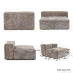 L-Shaped Corduroy Sectional Sofa with Ottoman, Modular Deep Couch, Removable Cover, 3-Color, 660 lbs Capacity