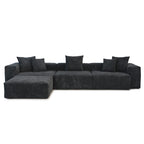L-Shaped Corduroy Sectional Sofa with Ottoman, Modular Deep Couch, Removable Cover, 3-Color, 660 lbs Capacity