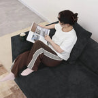 L-Shaped Corduroy Sectional Sofa with Ottoman, Modular Deep Couch, Removable Cover, 3-Color, 660 lbs Capacity