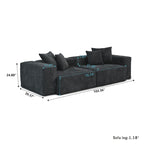 L-Shaped Corduroy Sectional Sofa with Ottoman, Modular Deep Couch, Removable Cover, 3-Color, 660 lbs Capacity
