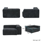 L-Shaped Corduroy Sectional Sofa with Ottoman, Modular Deep Couch, Removable Cover, 3-Color, 660 lbs Capacity
