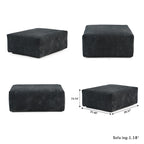 L-Shaped Corduroy Sectional Sofa with Ottoman, Modular Deep Couch, Removable Cover, 3-Color, 660 lbs Capacity