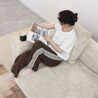 L-Shaped Corduroy Sectional Sofa with Ottoman, Modular Deep Couch, Removable Cover, 3-Color, 660 lbs Capacity