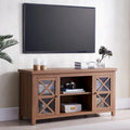47" TV Stand with Open Shelf & 2 Side Cabinets, Farmhouse Style, Fits TVs up to 55"