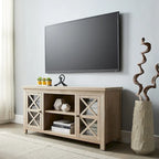 47" TV Stand with Open Shelf & 2 Side Cabinets, Farmhouse Style, Fits TVs up to 55"