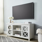47" TV Stand with Open Shelf & 2 Side Cabinets, Farmhouse Style, Fits TVs up to 55"