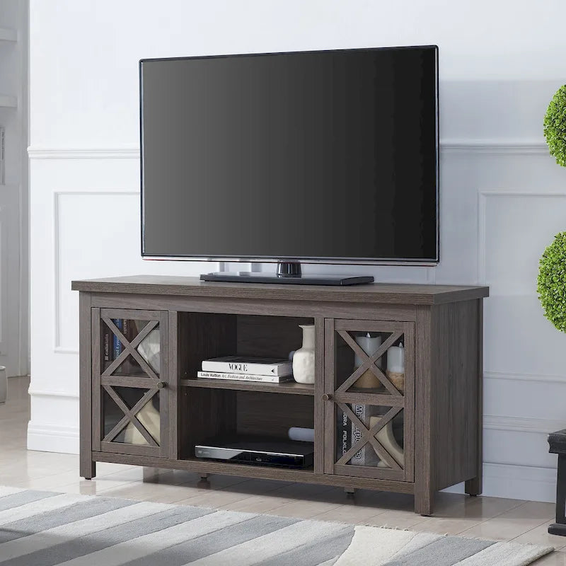 47" TV Stand with Open Shelf & 2 Side Cabinets, Farmhouse Style, Fits TVs up to 55"