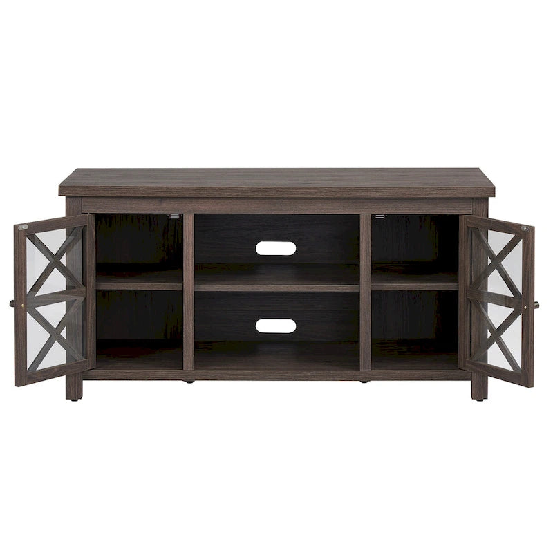 47" TV Stand with Open Shelf & 2 Side Cabinets, Farmhouse Style, Fits TVs up to 55"