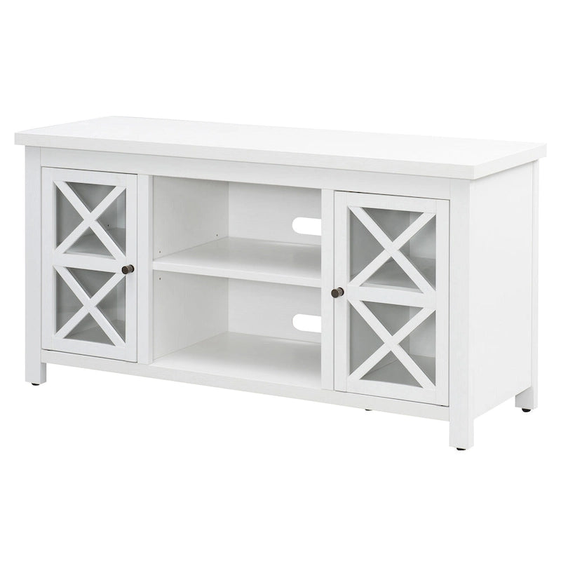 47" TV Stand with Open Shelf & 2 Side Cabinets, Farmhouse Style, Fits TVs up to 55"