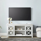 47" TV Stand with Open Shelf & 2 Side Cabinets, Farmhouse Style, Fits TVs up to 55"