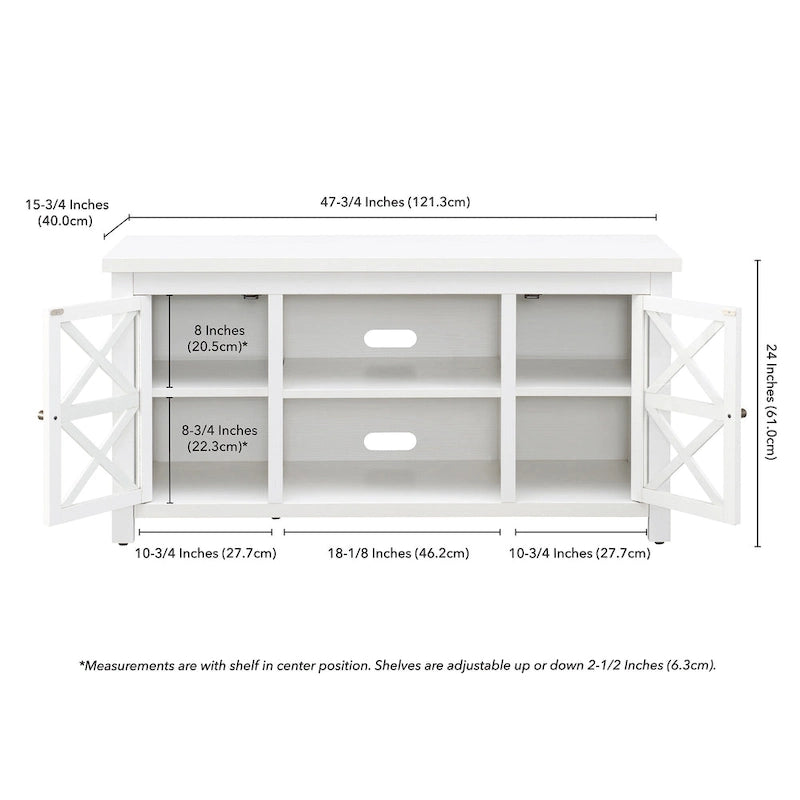 47" TV Stand with Open Shelf & 2 Side Cabinets, Farmhouse Style, Fits TVs up to 55"