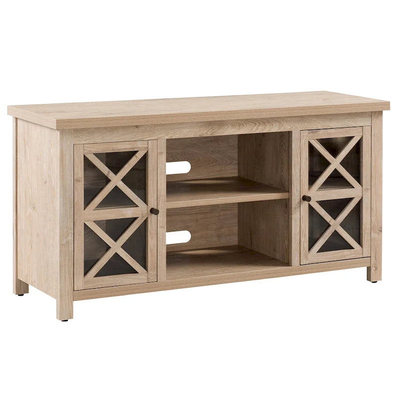 47" TV Stand with Open Shelf & 2 Side Cabinets, Farmhouse Style, Fits TVs up to 55"