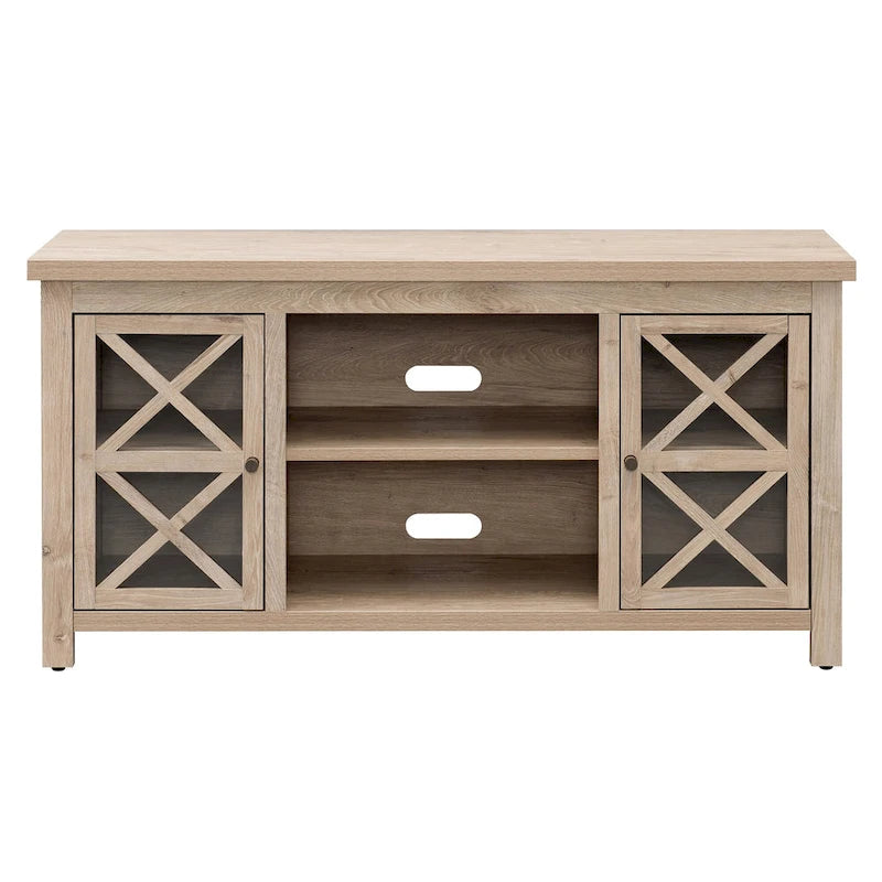 47" TV Stand with Open Shelf & 2 Side Cabinets, Farmhouse Style, Fits TVs up to 55"