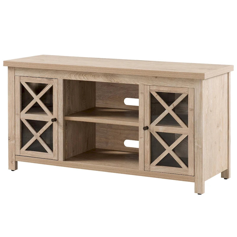 47" TV Stand with Open Shelf & 2 Side Cabinets, Farmhouse Style, Fits TVs up to 55"