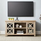 47" TV Stand with Open Shelf & 2 Side Cabinets, Farmhouse Style, Fits TVs up to 55"