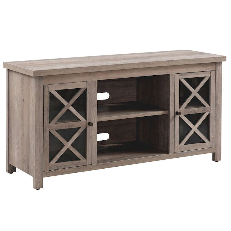 47" TV Stand with Open Shelf & 2 Side Cabinets, Farmhouse Style, Fits TVs up to 55"