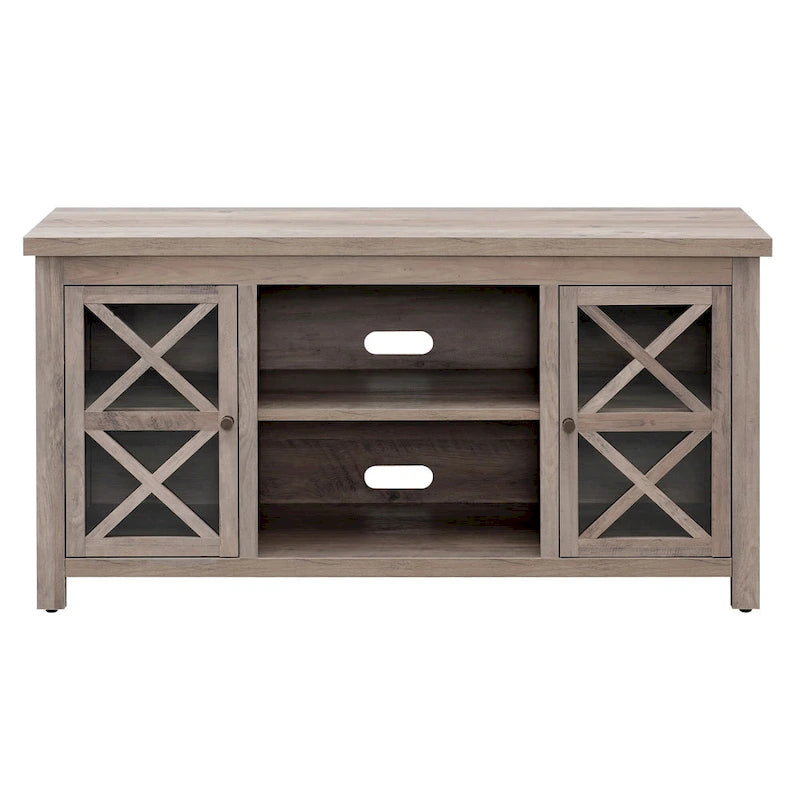47" TV Stand with Open Shelf & 2 Side Cabinets, Farmhouse Style, Fits TVs up to 55"