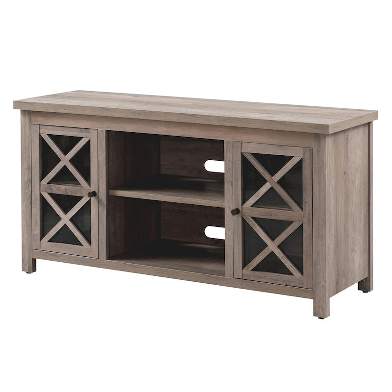 47" TV Stand with Open Shelf & 2 Side Cabinets, Farmhouse Style, Fits TVs up to 55"