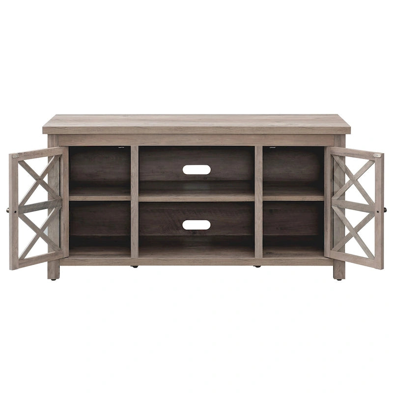 47" TV Stand with Open Shelf & 2 Side Cabinets, Farmhouse Style, Fits TVs up to 55"