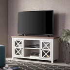 47" TV Stand with Open Shelf & 2 Side Cabinets, Farmhouse Style, Fits TVs up to 55"