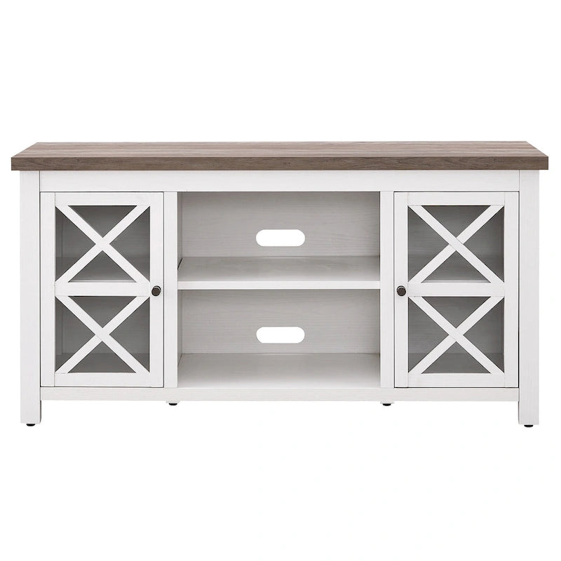 47" TV Stand with Open Shelf & 2 Side Cabinets, Farmhouse Style, Fits TVs up to 55"