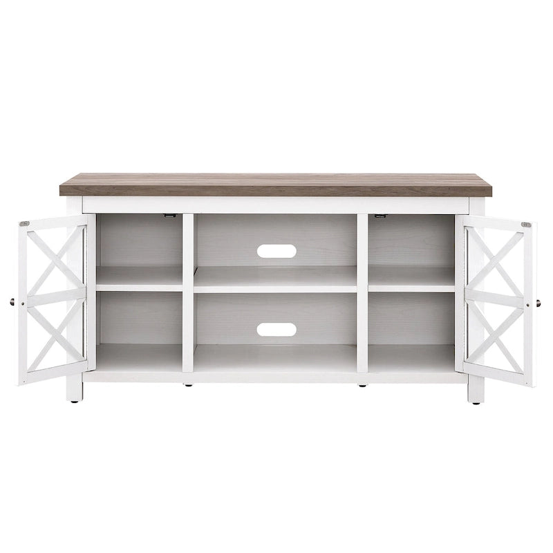 47" TV Stand with Open Shelf & 2 Side Cabinets, Farmhouse Style, Fits TVs up to 55"
