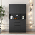 74" Freestanding Pantry Cabinet with 6 Doors, 3 Shelves & 2 Drawers – Kitchen & Laundry Storage