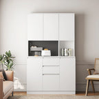 74" Freestanding Pantry Cabinet with 6 Doors, 3 Shelves & 2 Drawers – Kitchen & Laundry Storage
