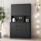 74" Freestanding Pantry Cabinet with 6 Doors, 3 Shelves & 2 Drawers – Kitchen & Laundry Storage