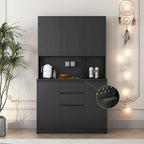 74" Freestanding Pantry Cabinet with 6 Doors, 3 Shelves & 2 Drawers – Kitchen & Laundry Storage