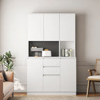 74" Freestanding Pantry Cabinet with 6 Doors, 3 Shelves & 2 Drawers – Kitchen & Laundry Storage