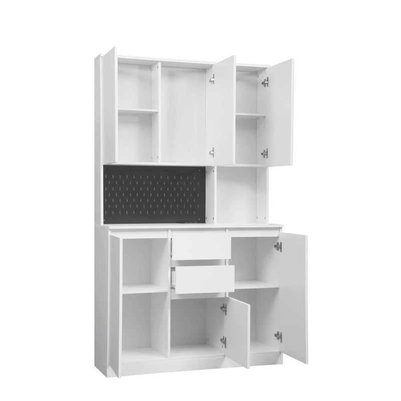 74" Freestanding Pantry Cabinet with 6 Doors, 3 Shelves & 2 Drawers – Kitchen & Laundry Storage
