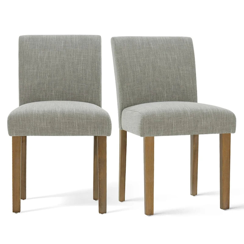 Linen-Blend Upholstered Parsons Dining Chair with Rubber Wood Legs, Set of 2