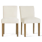 Linen-Blend Upholstered Parsons Dining Chair with Rubber Wood Legs, Set of 2