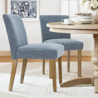 Linen-Blend Upholstered Parsons Dining Chair with Rubber Wood Legs, Set of 2